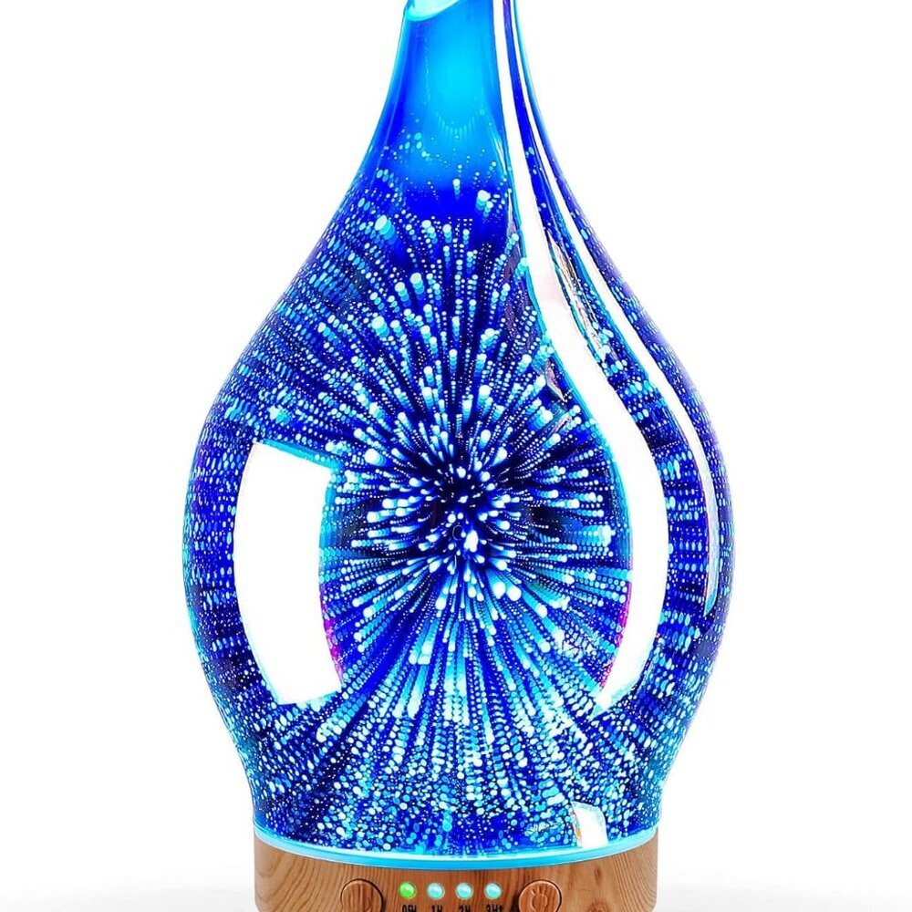Oil Diffuser 3D Glass Aromatherapy Ultrasonic Humidifier, Air Refresh Auto Shut-